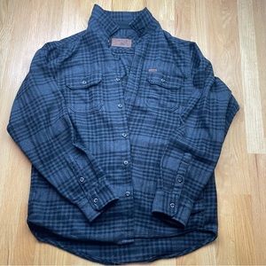 Orvis Big Bear Heavy Weight Flannel Black and Gray Plaid Shirt Shacket  Large